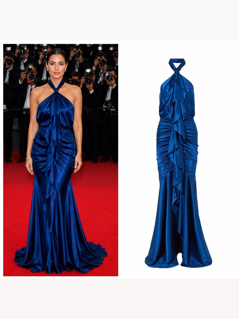 Alexandre Vauthier Royal Blue Silk Satin Halter Gown 10 Formal Wedding NWT 🟠